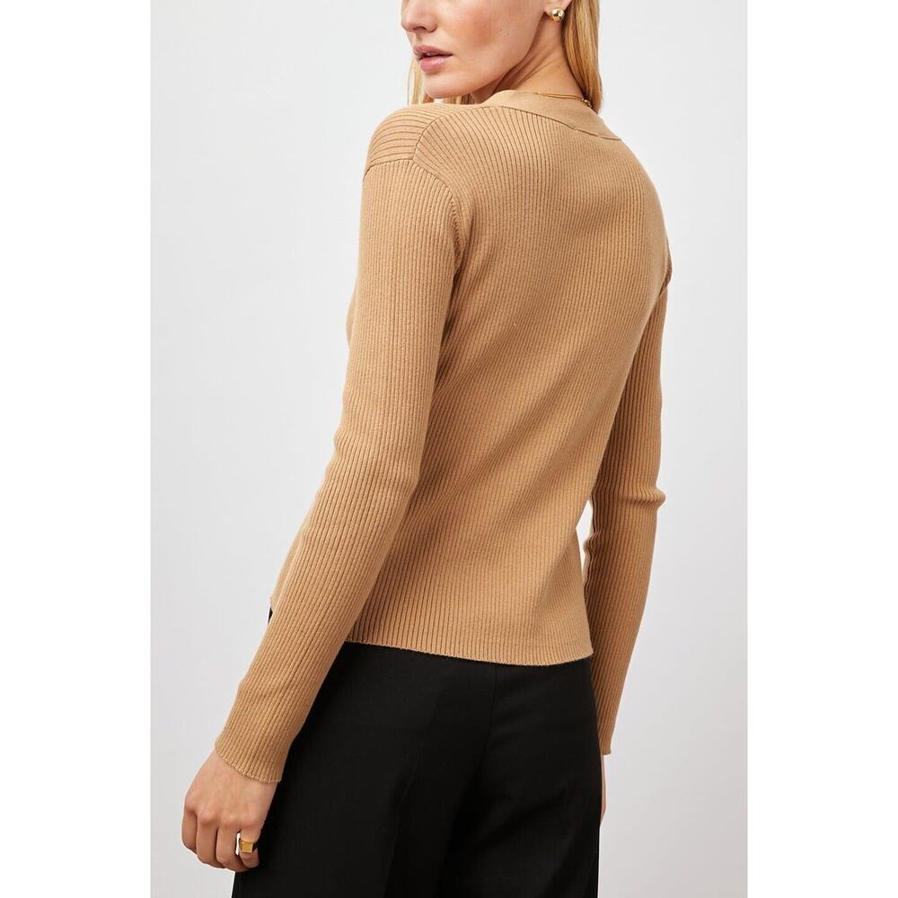 NWT Rails Beau Cardigan XL Camel Tan Silk Blend Quiet Luxury Old Money Preppy - Picture 2 of 12